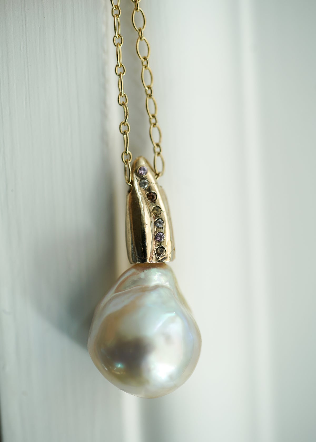 South Sea Pearl Gold necklace with sapphires