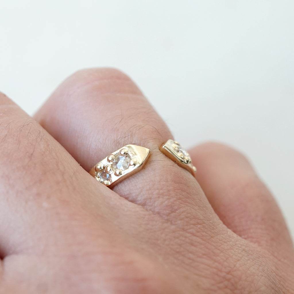 Open Band with Rose Cut white diamonds