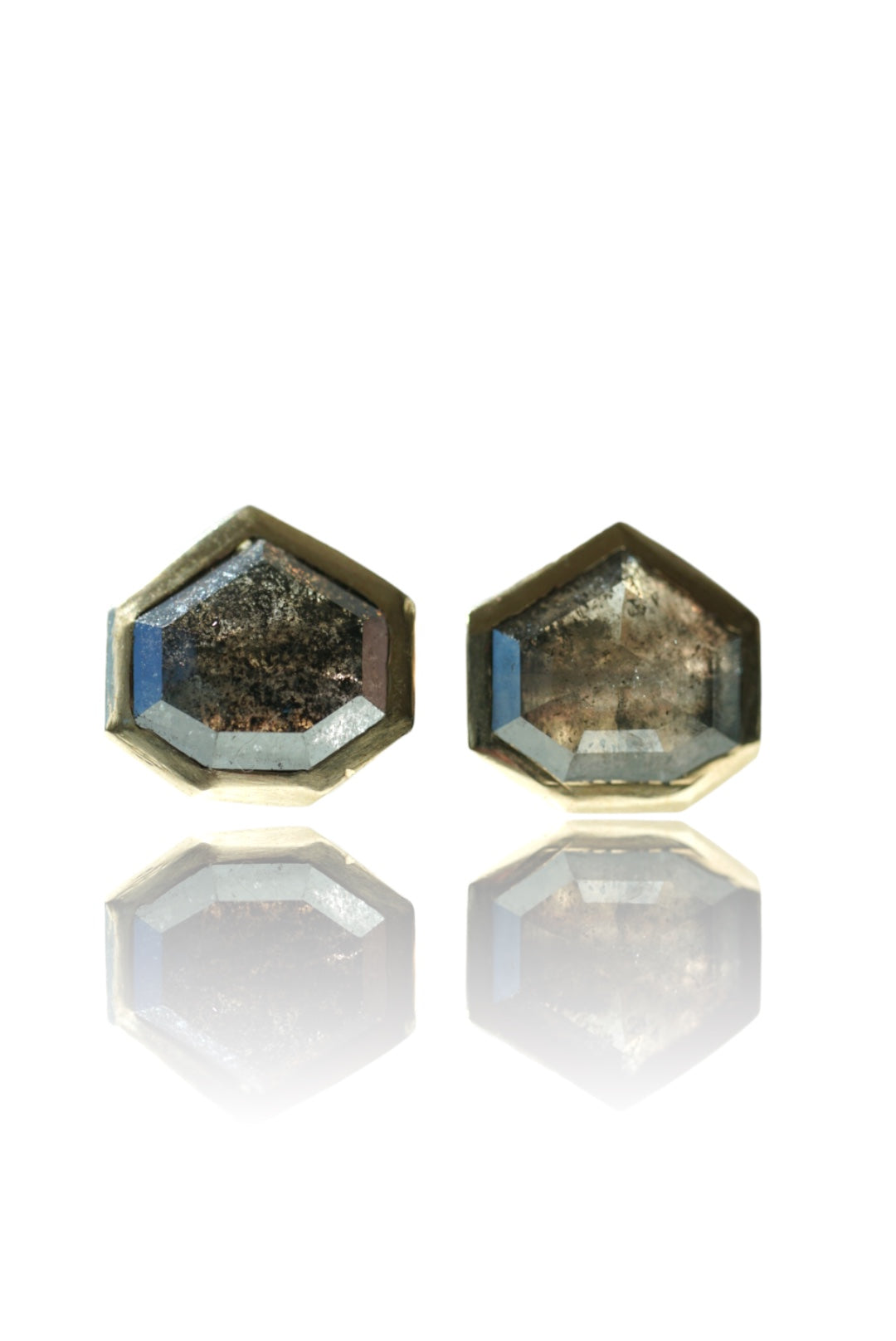 Black Salt and Pepper Hexagon Diamond earrings