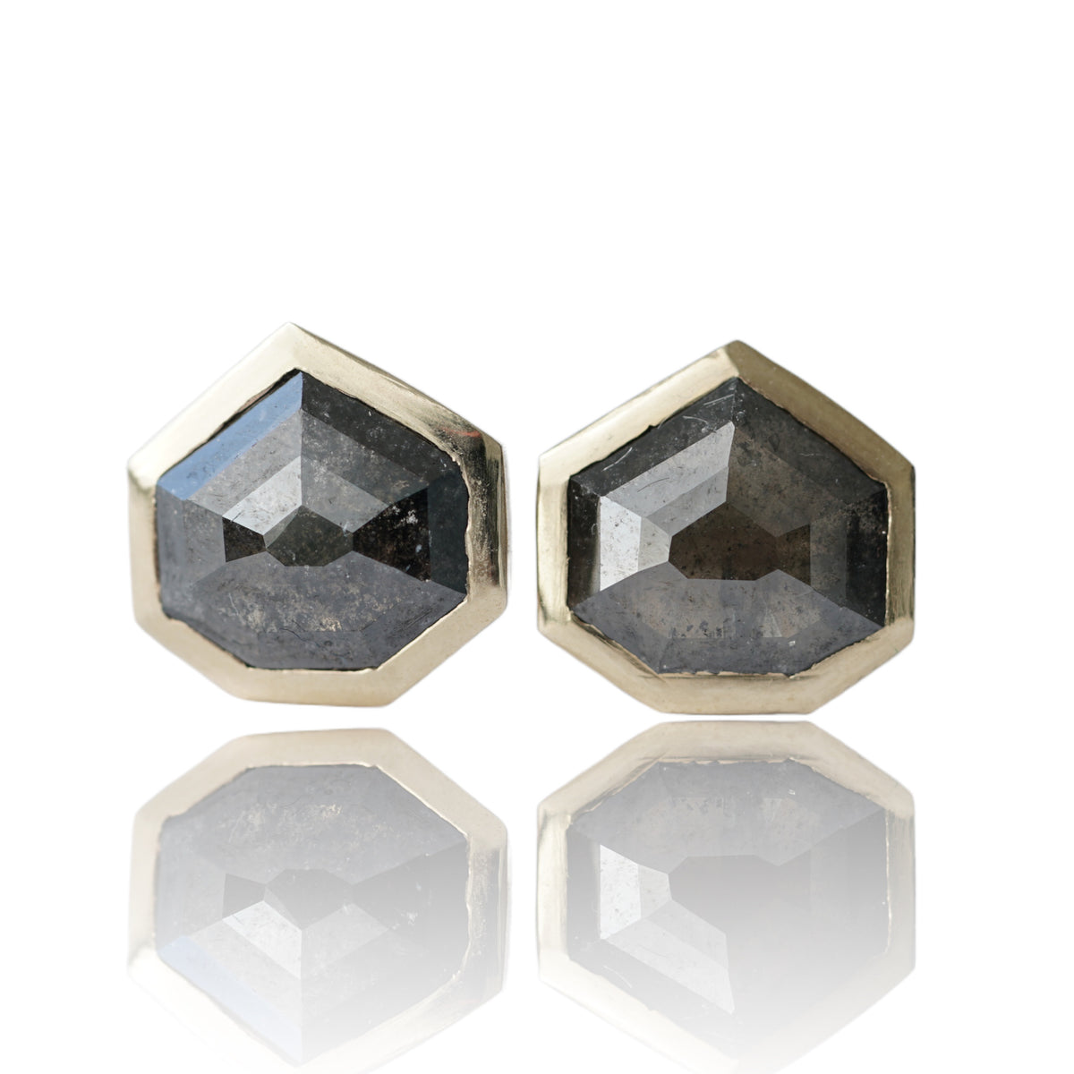 Black Salt and Pepper Hexagon Diamond earrings