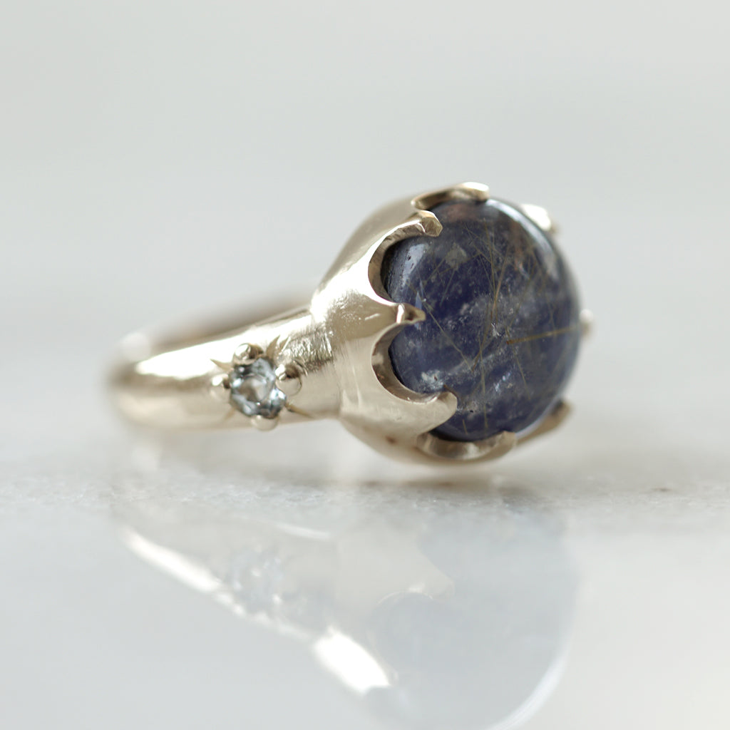 Doublet Lapiz Rutilated Ring in gold