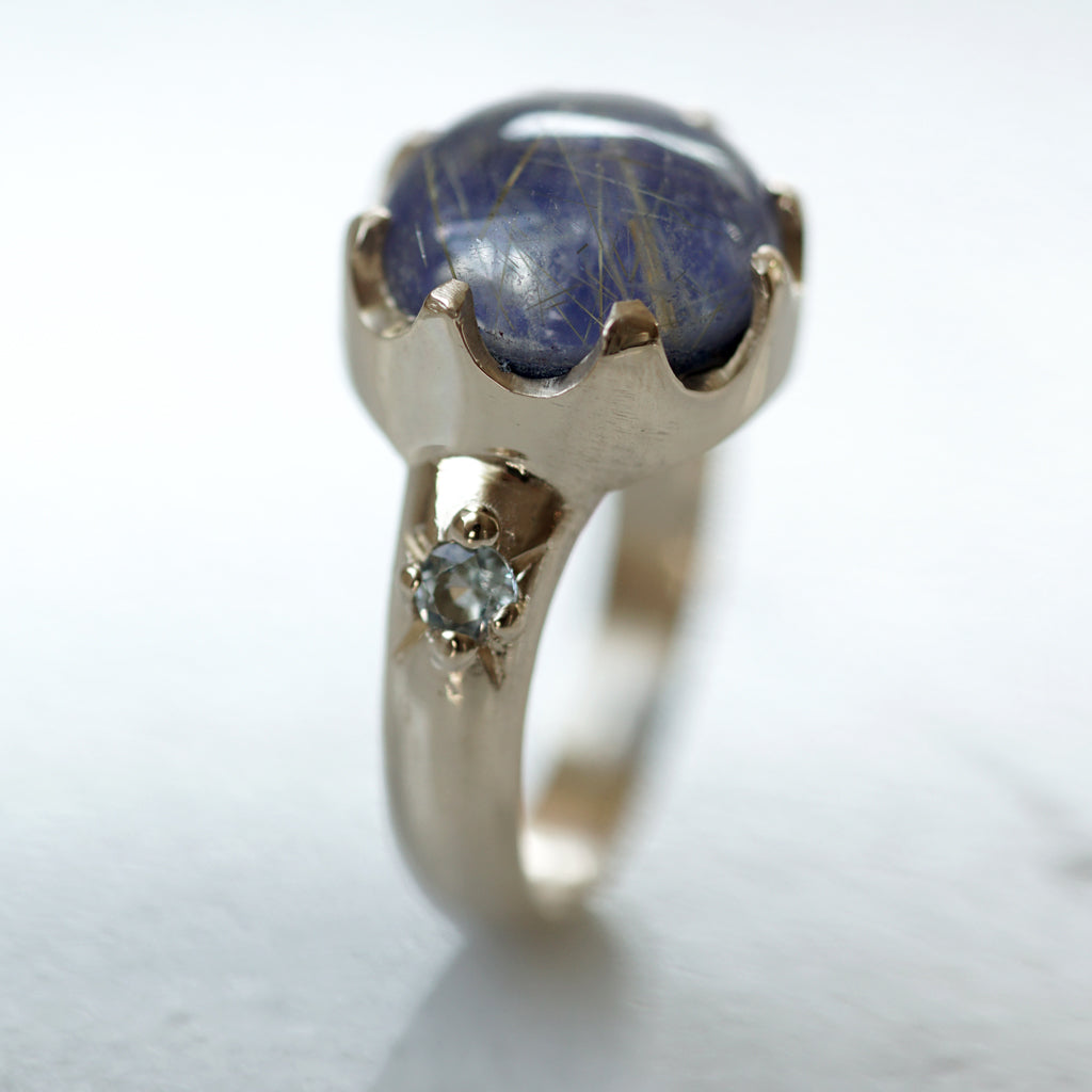 Doublet Lapiz Rutilated Ring in gold