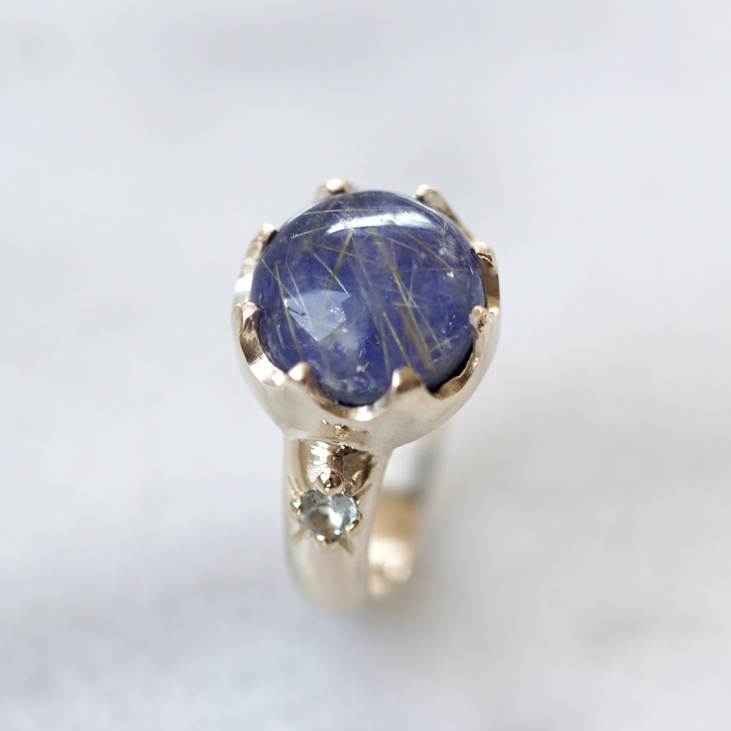 Doublet Lapiz Rutilated Ring in gold