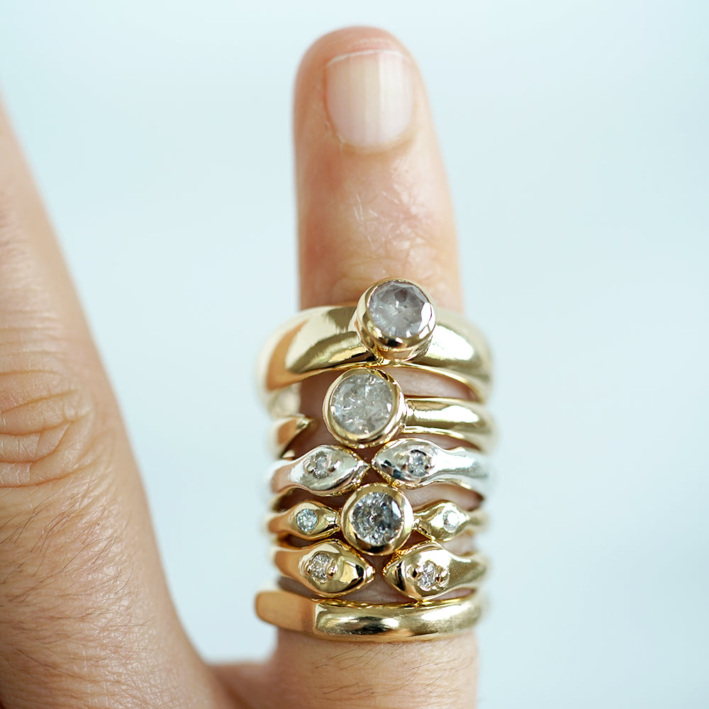 Snake Solitaire gold ring