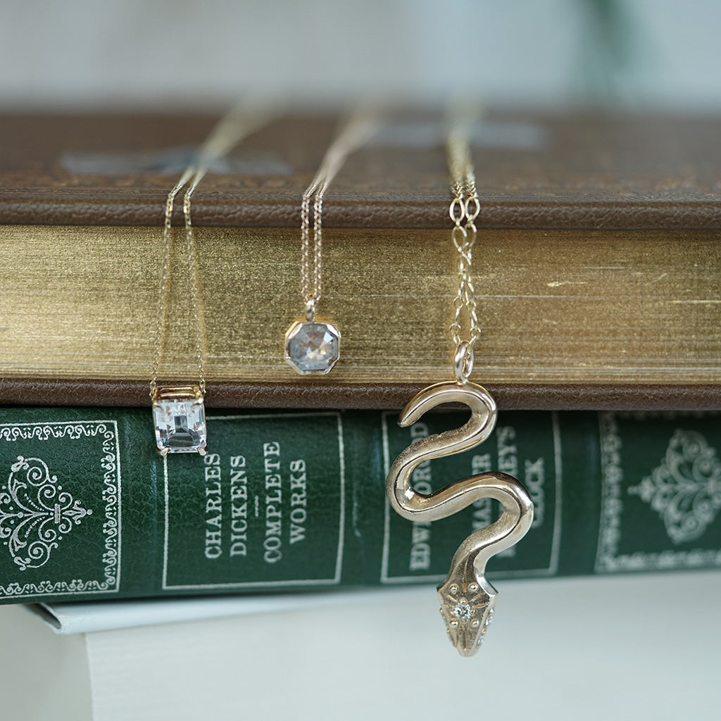 Snake Pendant with diamonds necklace