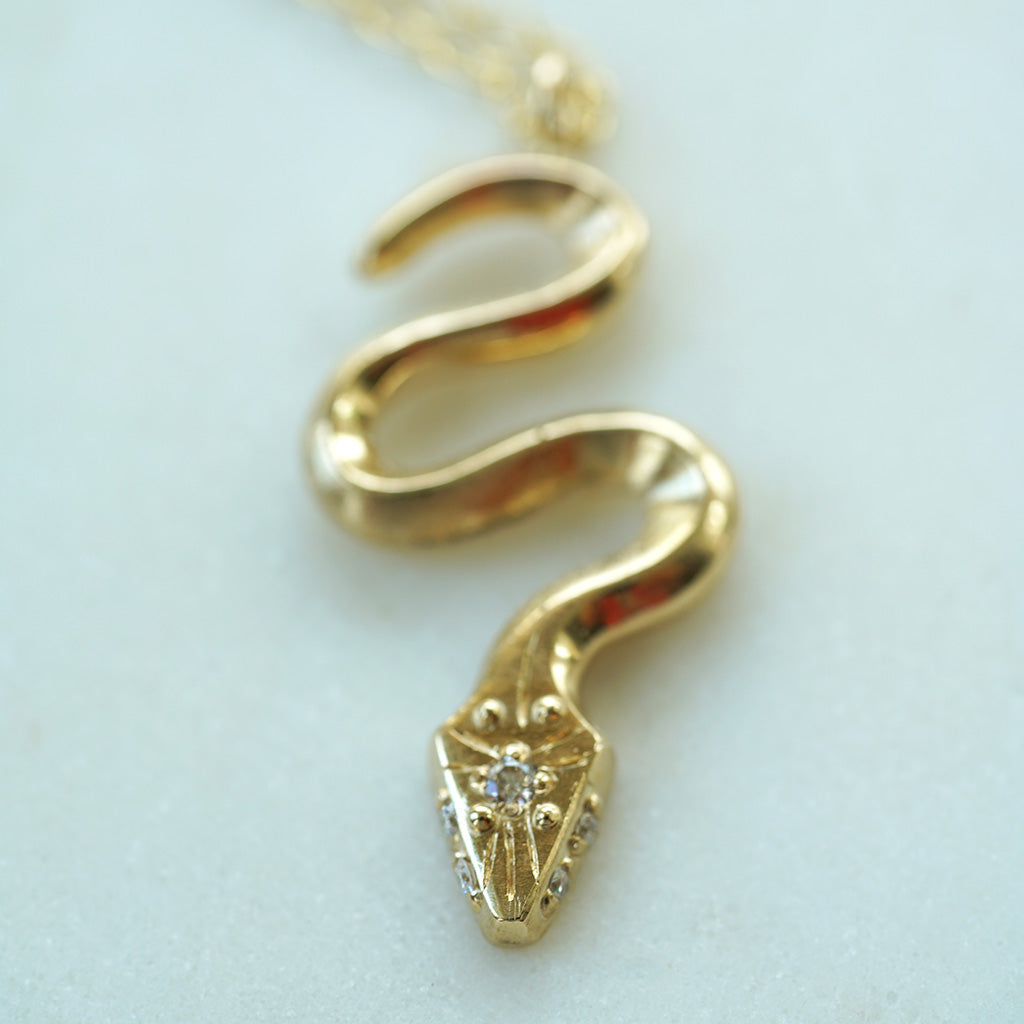 Snake Pendant with diamonds necklace