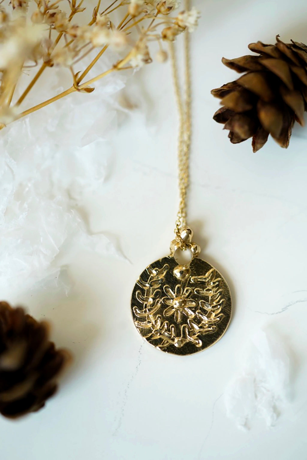 Floral Gold necklace medallion